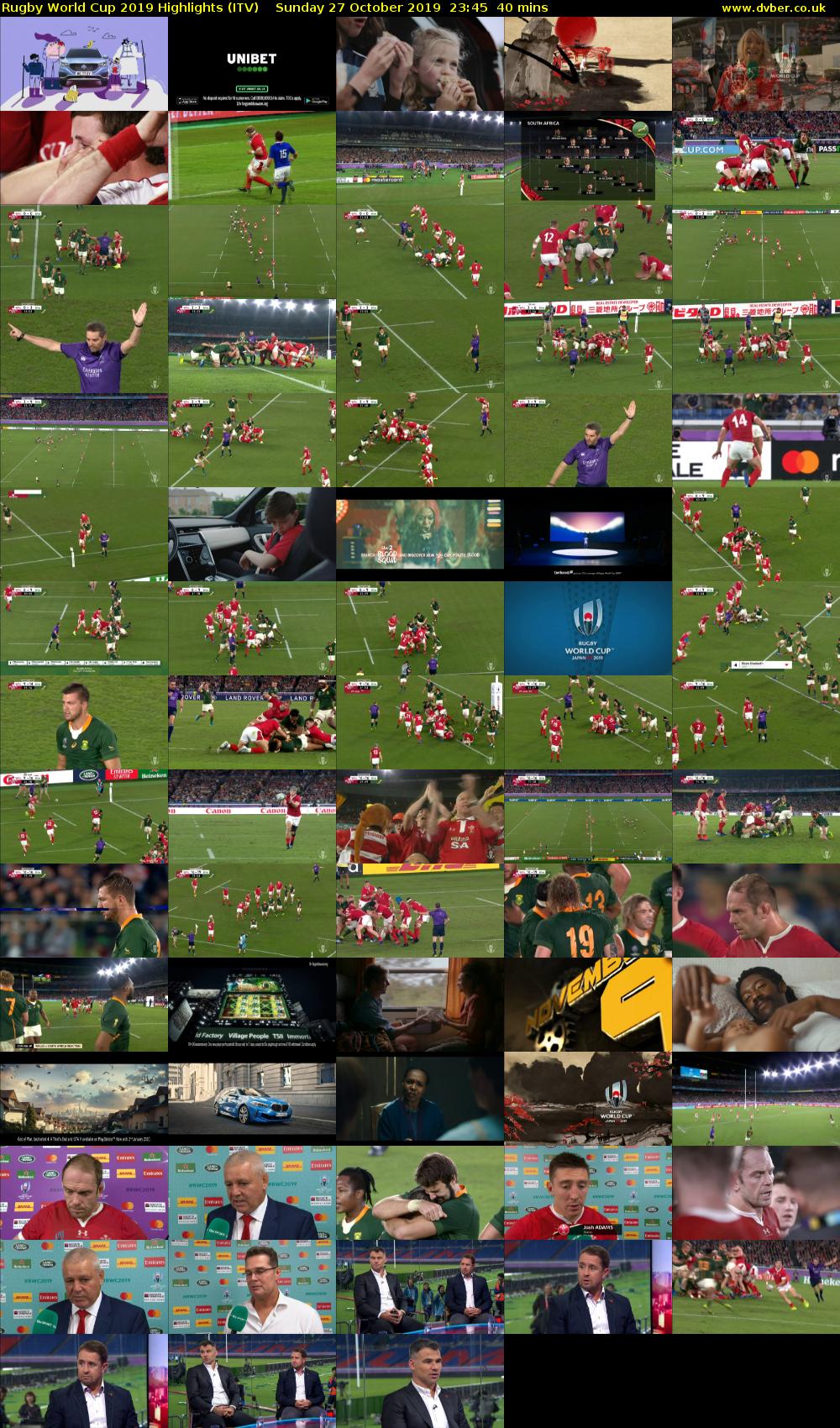 Rugby World Cup 2019 Highlights (ITV) Sunday 27 October 2019 23:45 - 00:25