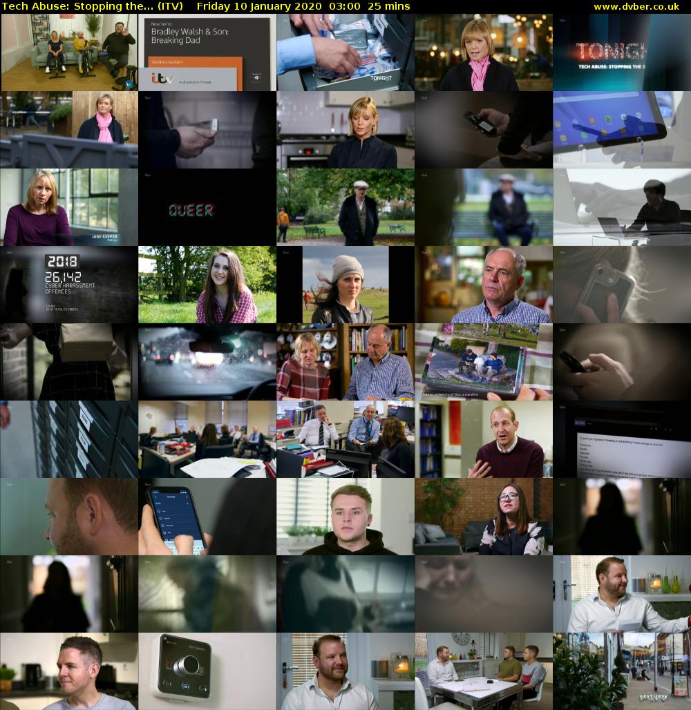 Tech Abuse: Stopping the... (ITV) Friday 10 January 2020 03:00 - 03:25