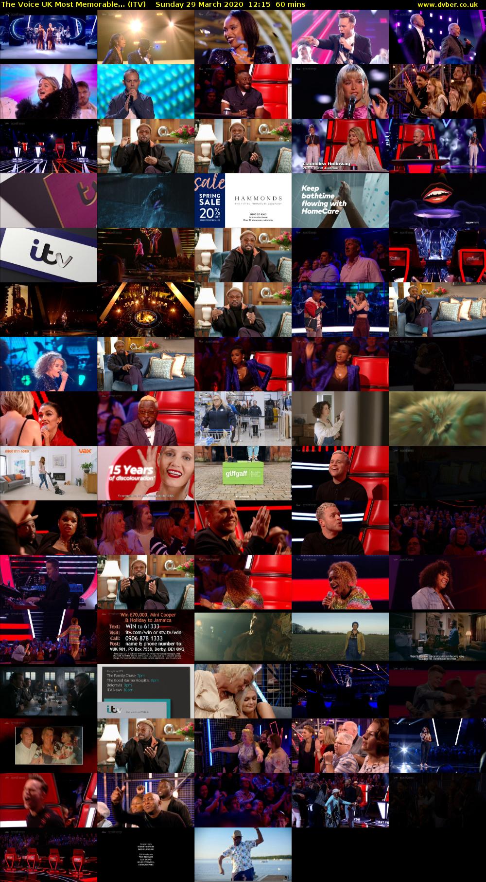 The Voice UK Most Memorable... (ITV) Sunday 29 March 2020 12:15 - 13:15