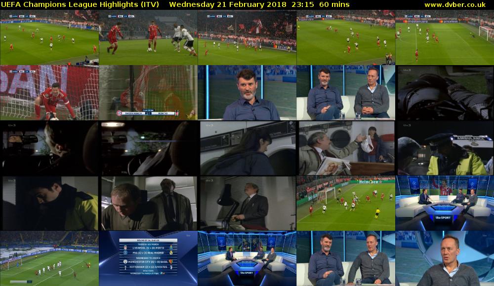 UEFA Champions League Highlights (ITV) Wednesday 21 February 2018 23:15 - 00:15
