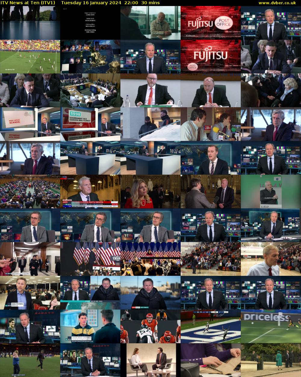 ITV News at Ten (ITV1) Tuesday 16 January 2024 22:00 - 22:30