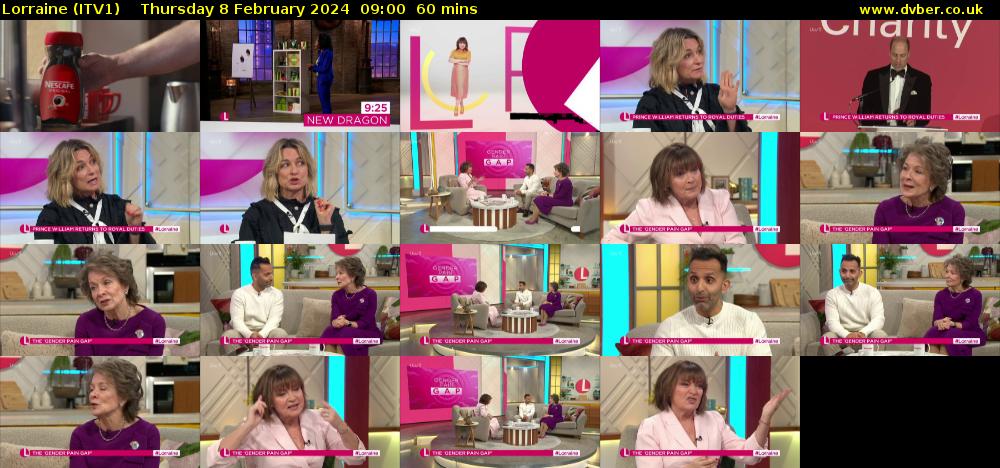 Lorraine (ITV1) Thursday 8 February 2024 09:00 - 10:00