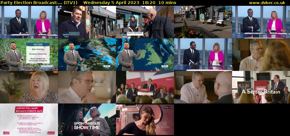 Party Election Broadcast:... (ITV1) Wednesday 5 April 2023 18:20 - 18:30