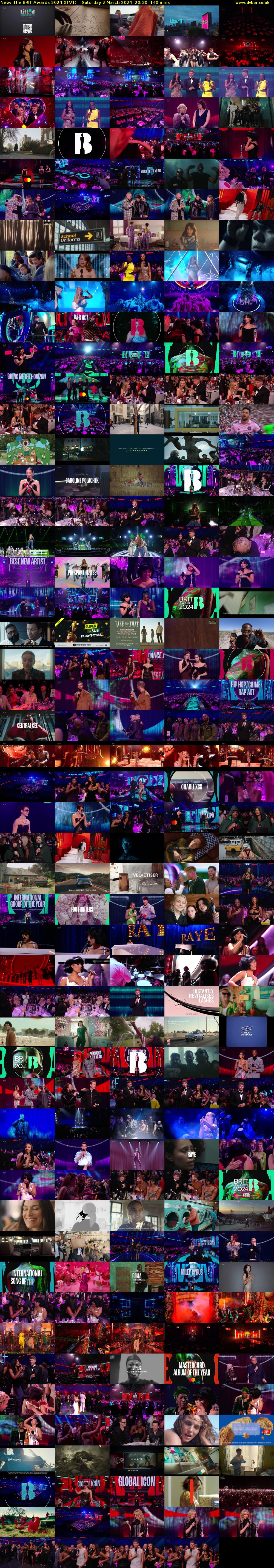 The BRIT Awards 2024 (ITV1) Saturday 2 March 2024 20:30 - 22:50