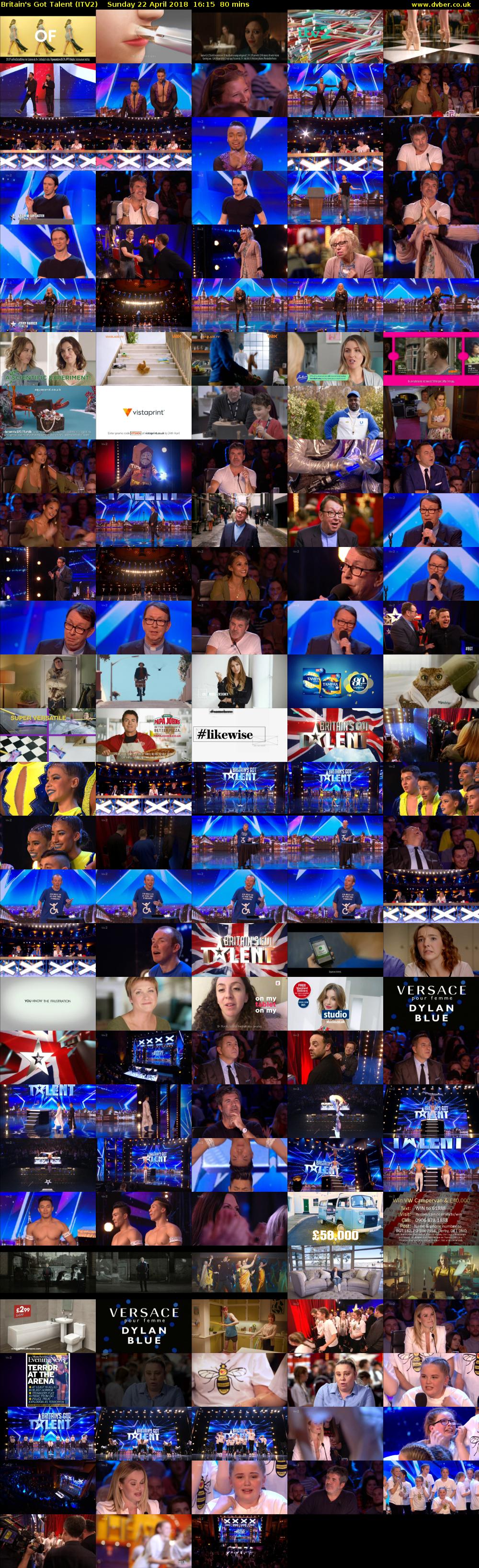 Britain's Got Talent (ITV2) Sunday 22 April 2018 16:15 - 17:35