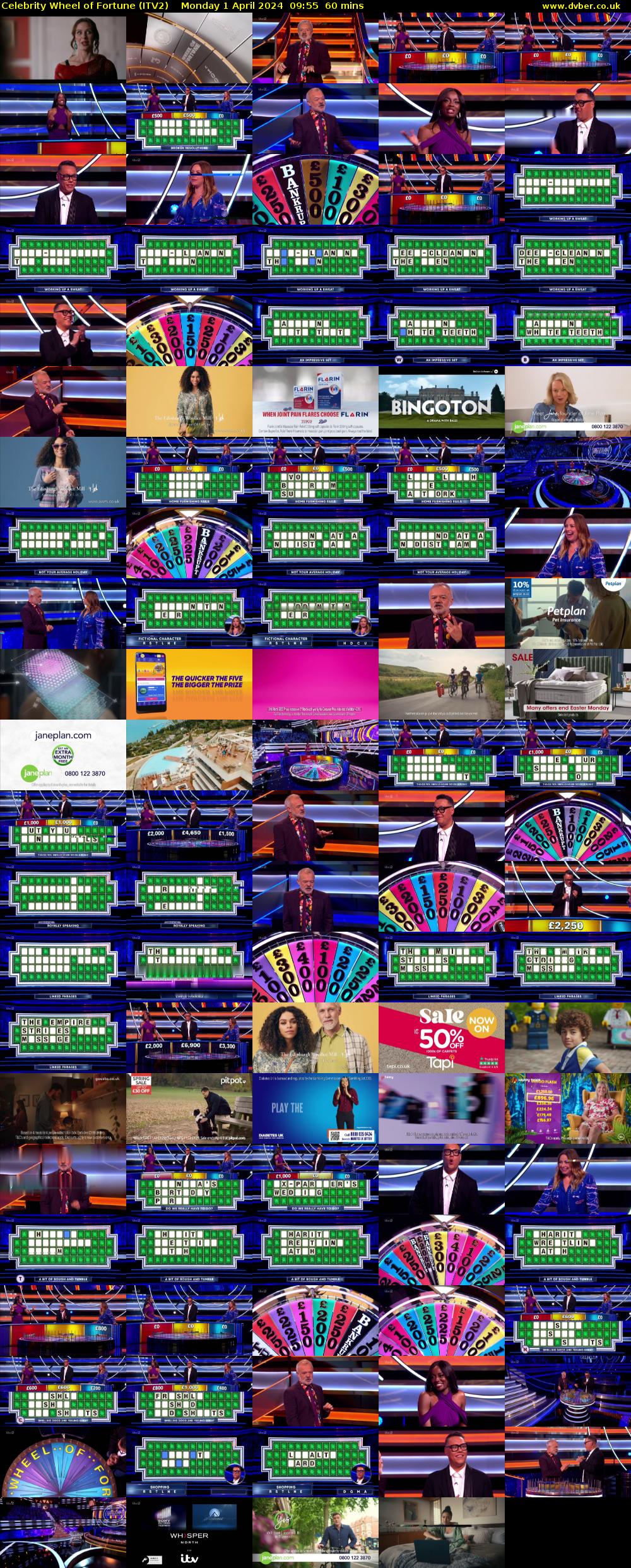 Celebrity Wheel of Fortune (ITV2) Monday 1 April 2024 09:55 - 10:55