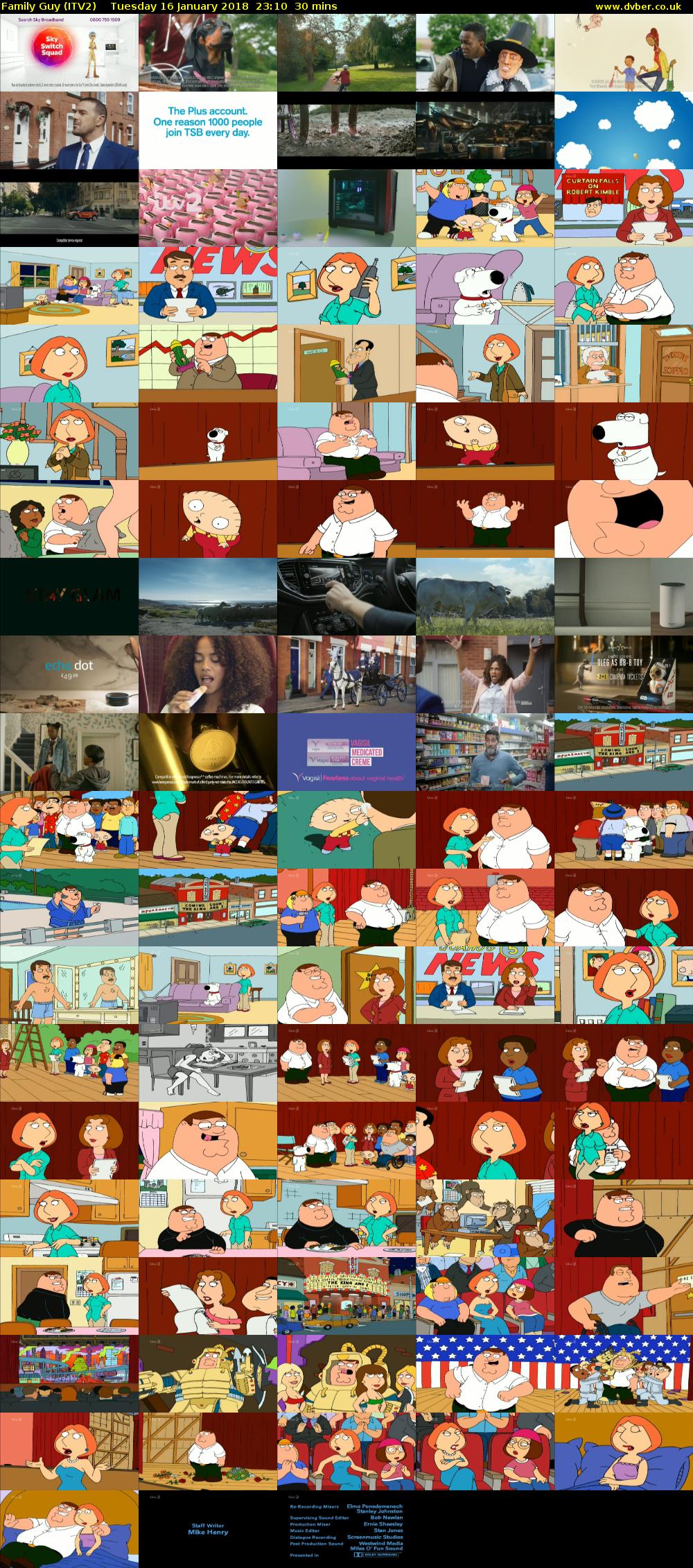 Family Guy (ITV2) Tuesday 16 January 2018 23:10 - 23:40