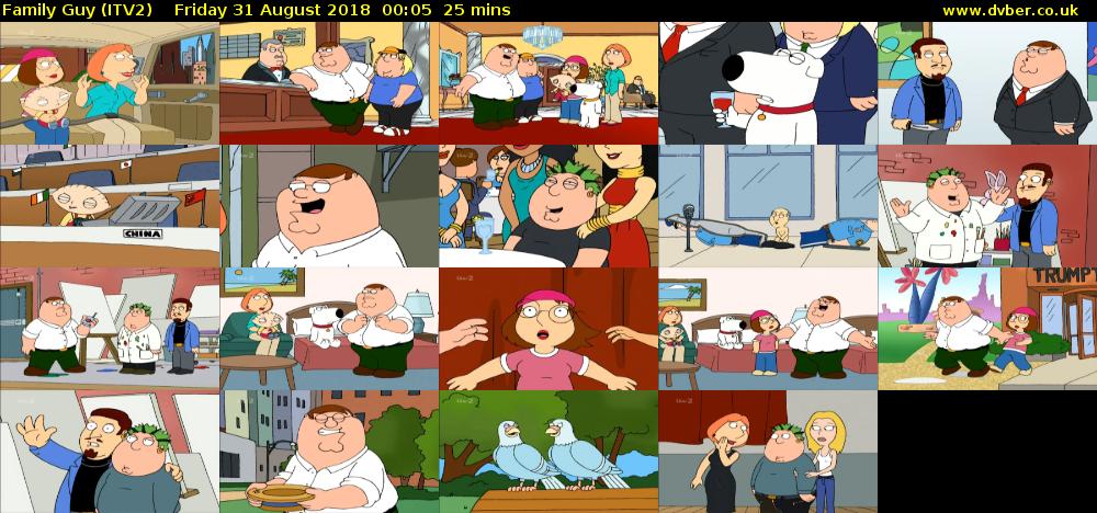 Family Guy (ITV2) Friday 31 August 2018 00:05 - 00:30