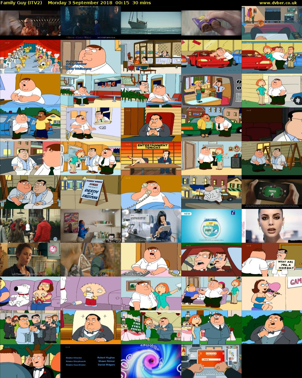 Family Guy (ITV2) Monday 3 September 2018 00:15 - 00:45