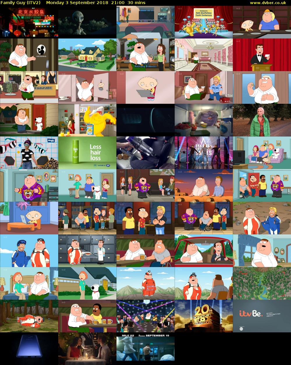 Family Guy (ITV2) Monday 3 September 2018 21:00 - 21:30