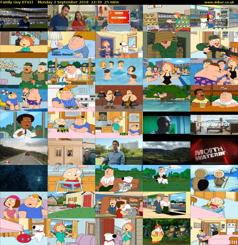 Family Guy (ITV2) Monday 3 September 2018 22:30 - 22:55
