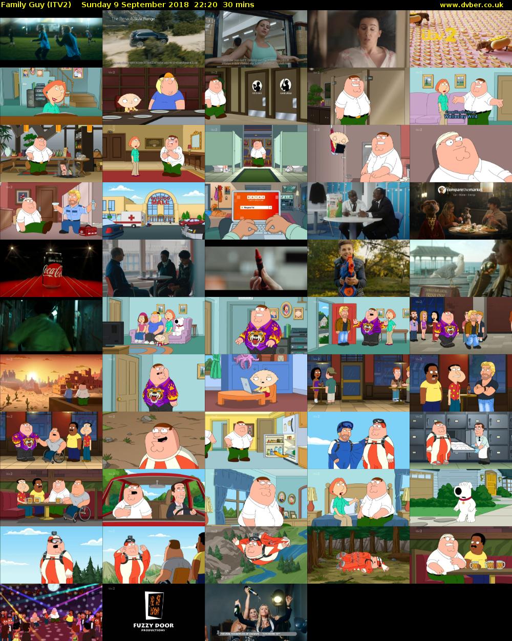 Family Guy (ITV2) Sunday 9 September 2018 22:20 - 22:50