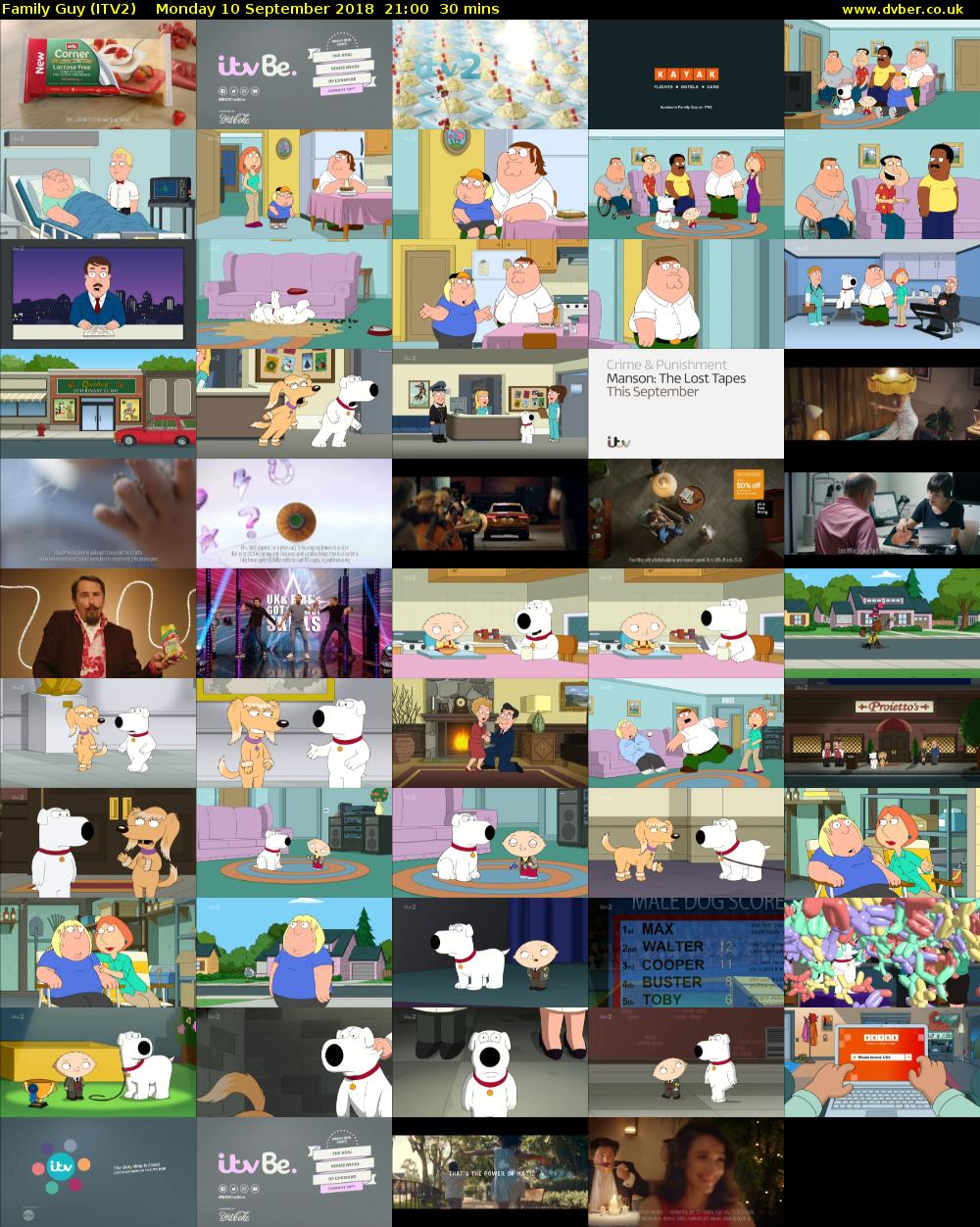 Family Guy (ITV2) Monday 10 September 2018 21:00 - 21:30