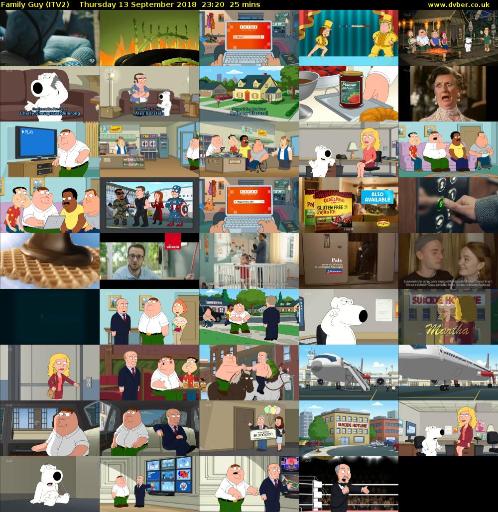 Family Guy (ITV2) Thursday 13 September 2018 23:20 - 23:45