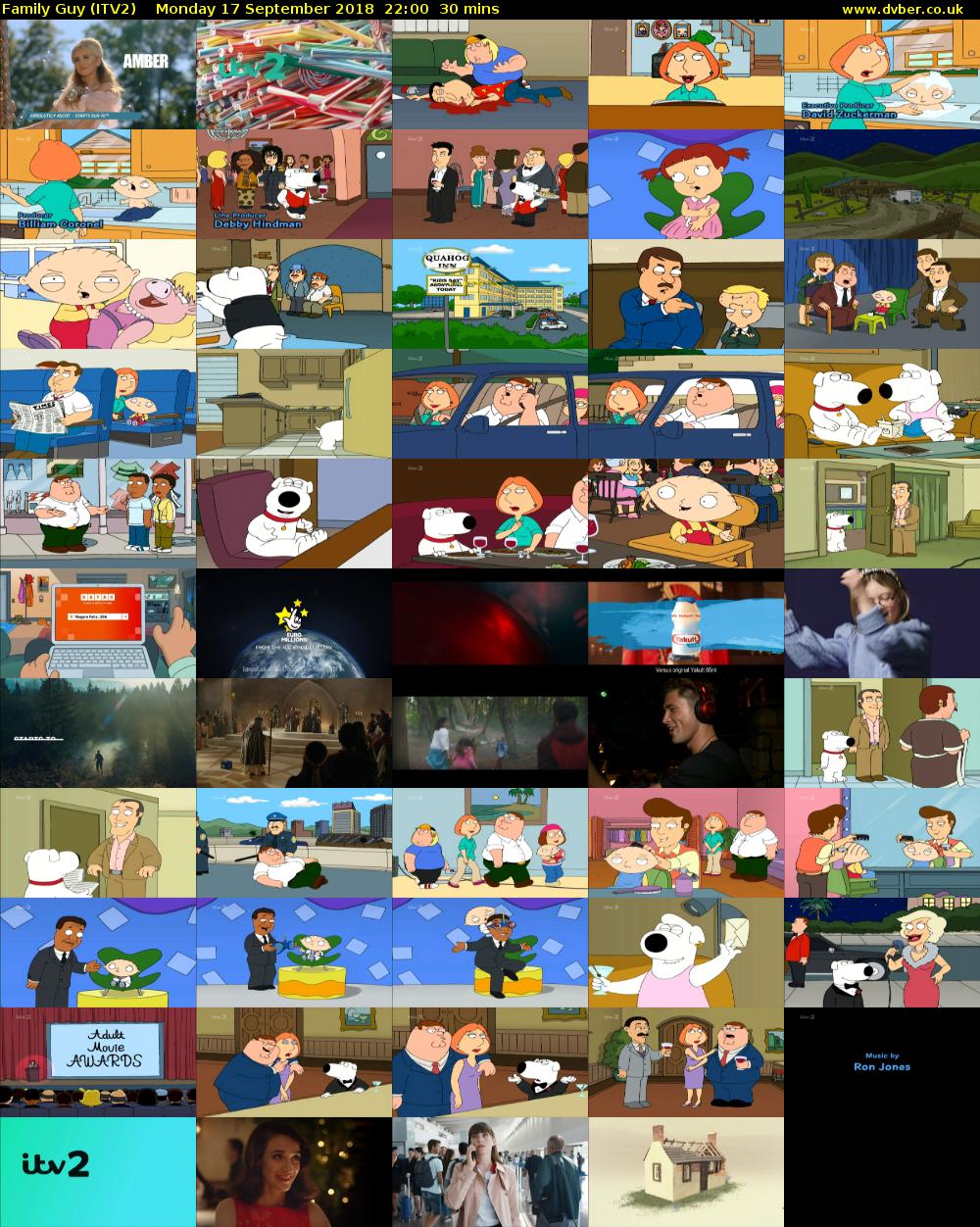 Family Guy (ITV2) Monday 17 September 2018 22:00 - 22:30