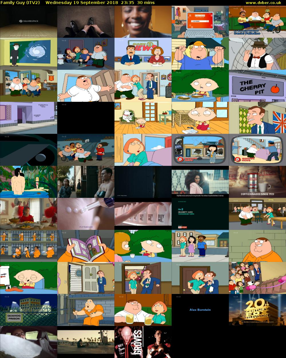 Family Guy (ITV2) Wednesday 19 September 2018 23:35 - 00:05