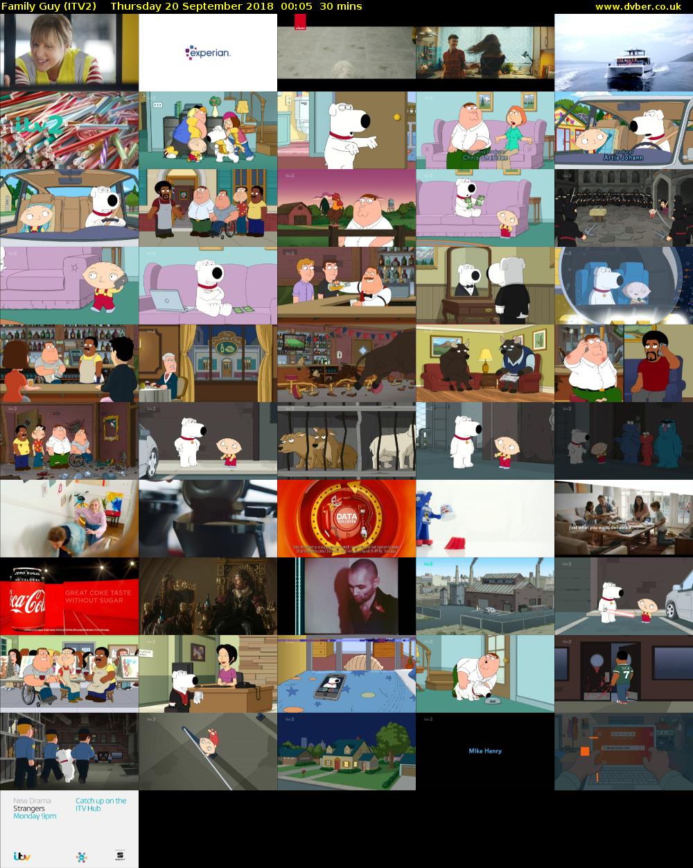 Family Guy (ITV2) Thursday 20 September 2018 00:05 - 00:35