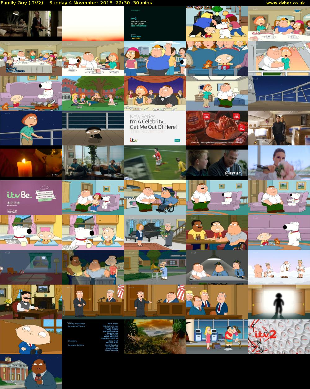 Family Guy (ITV2) Sunday 4 November 2018 22:30 - 23:00