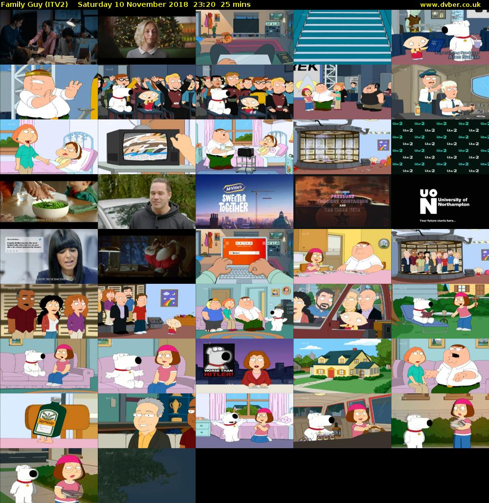 Family Guy (ITV2) Saturday 10 November 2018 23:20 - 23:45