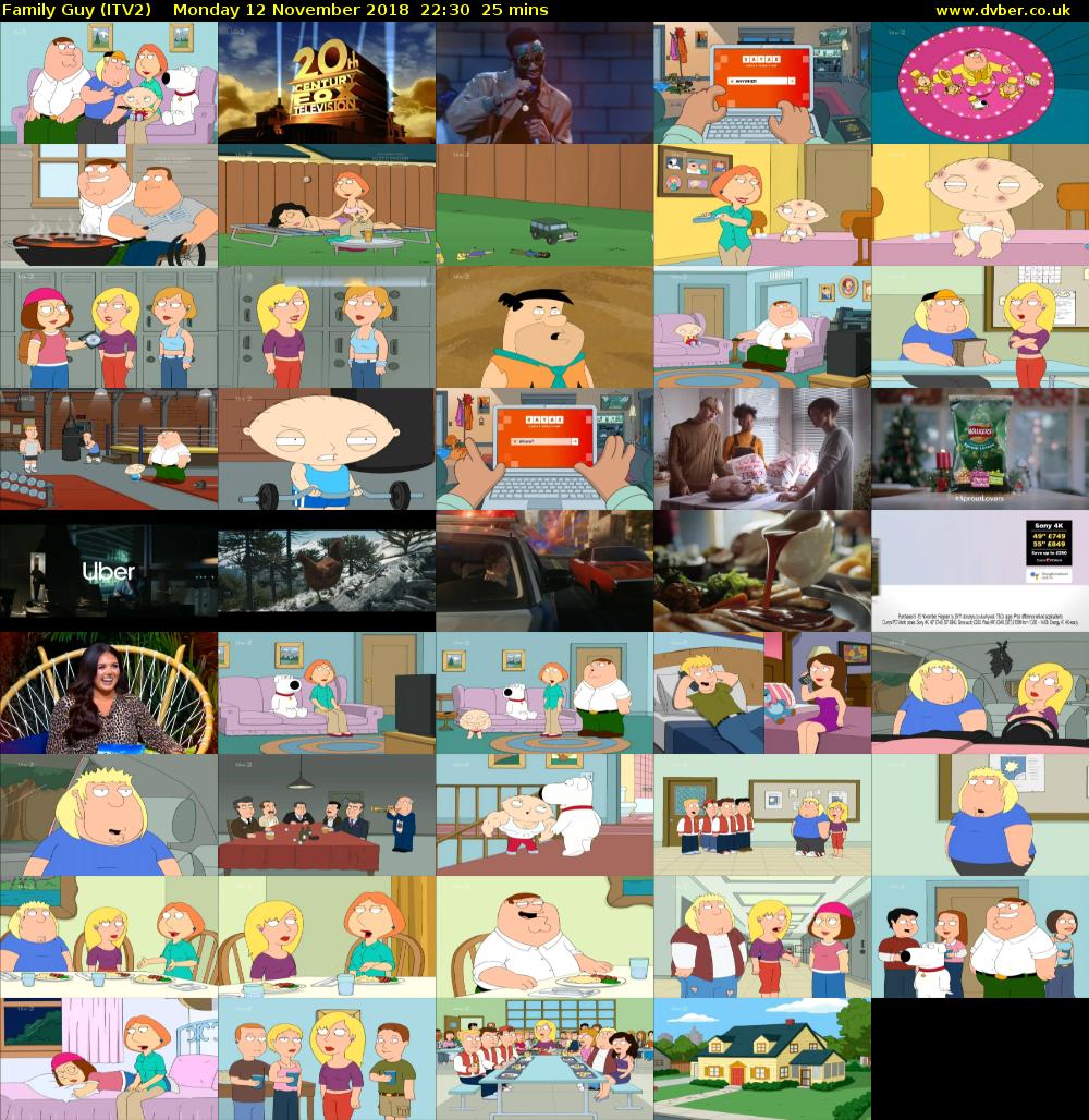 Family Guy (ITV2) Monday 12 November 2018 22:30 - 22:55