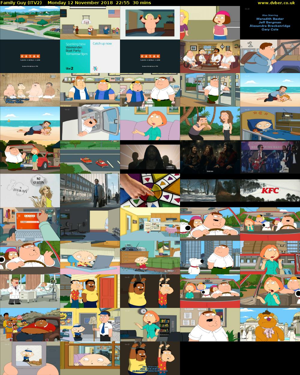 Family Guy (ITV2) Monday 12 November 2018 22:55 - 23:25
