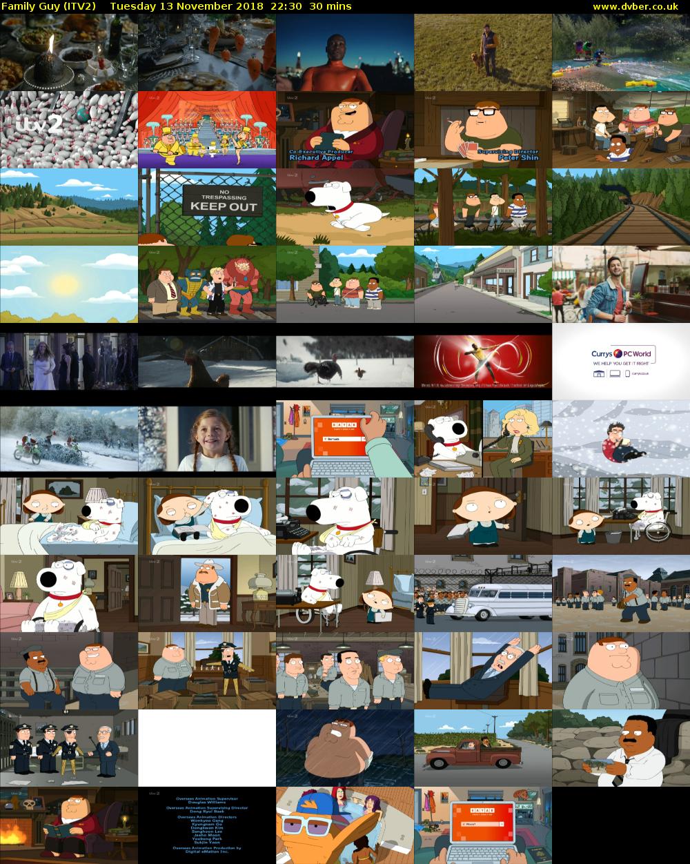 Family Guy (ITV2) Tuesday 13 November 2018 22:30 - 23:00