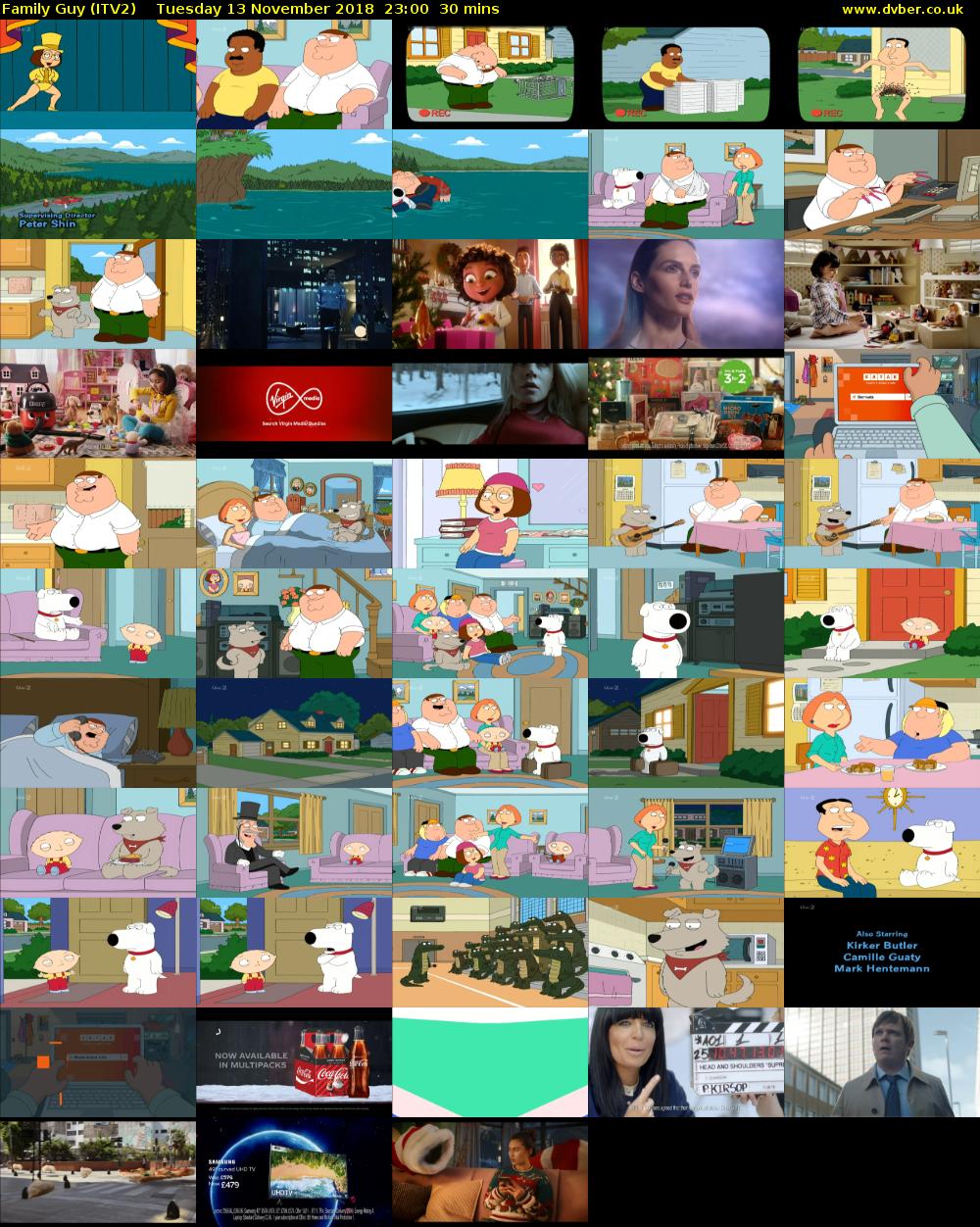 Family Guy (ITV2) Tuesday 13 November 2018 23:00 - 23:30