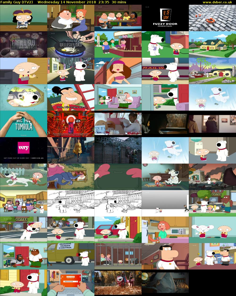 Family Guy (ITV2) Wednesday 14 November 2018 23:35 - 00:05