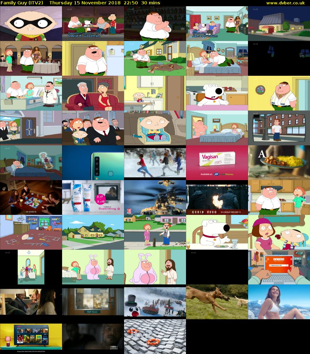 Family Guy (ITV2) Thursday 15 November 2018 22:50 - 23:20