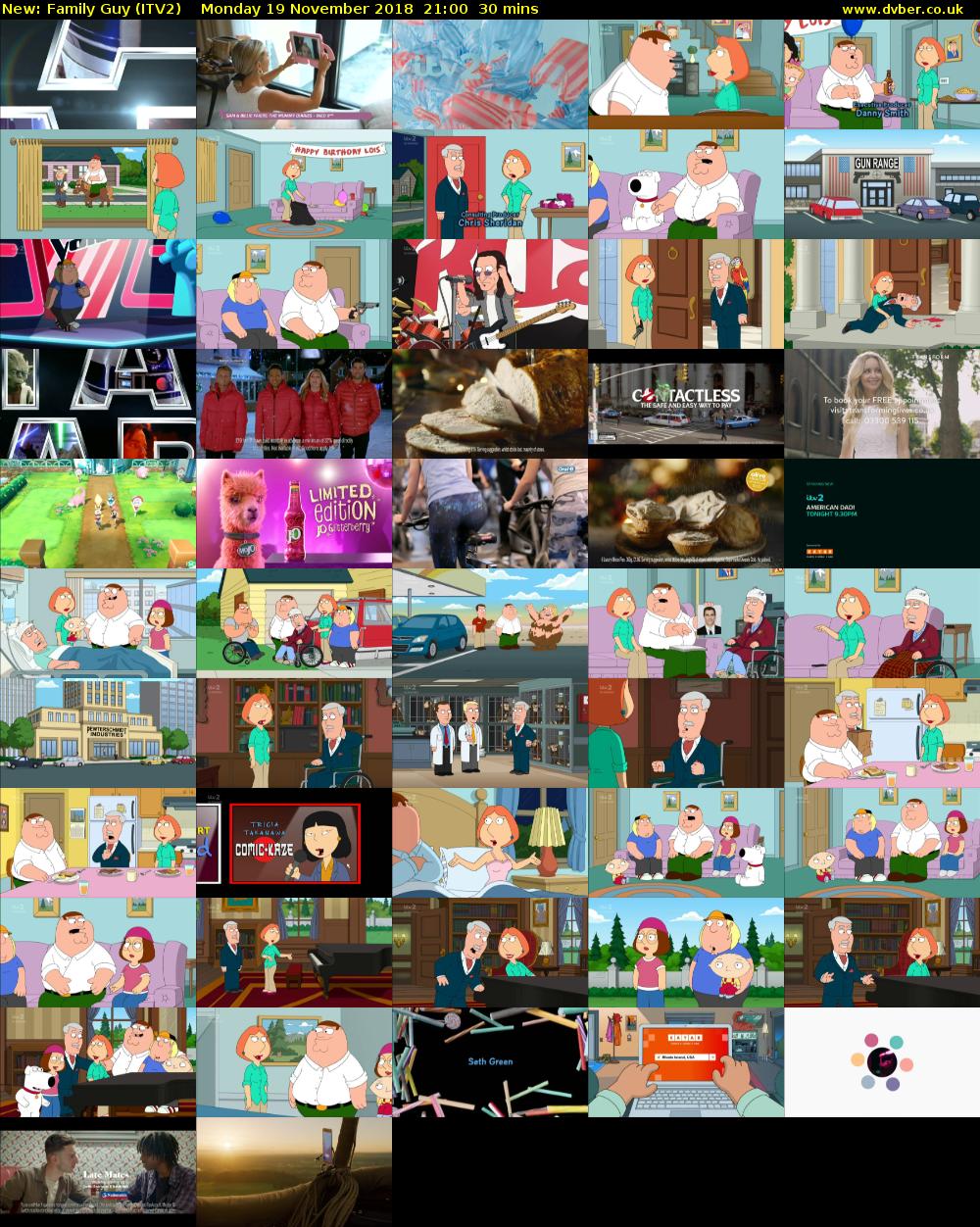 Family Guy (ITV2) Monday 19 November 2018 21:00 - 21:30