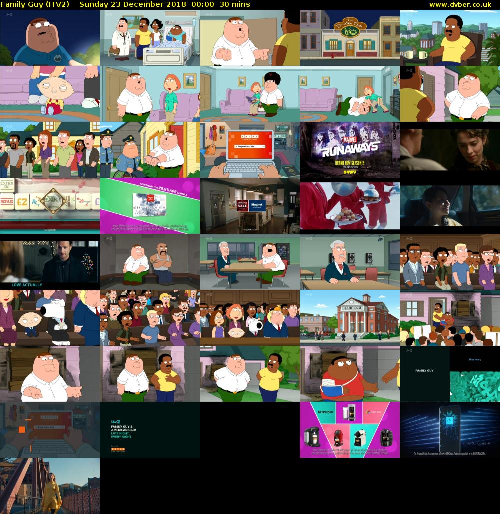 Family Guy (ITV2) Sunday 23 December 2018 00:00 - 00:30