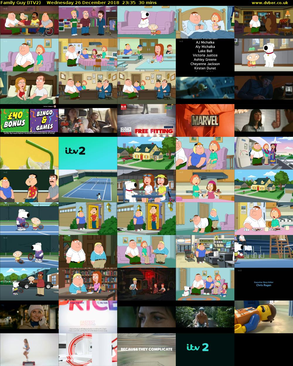 Family Guy (ITV2) Wednesday 26 December 2018 23:35 - 00:05