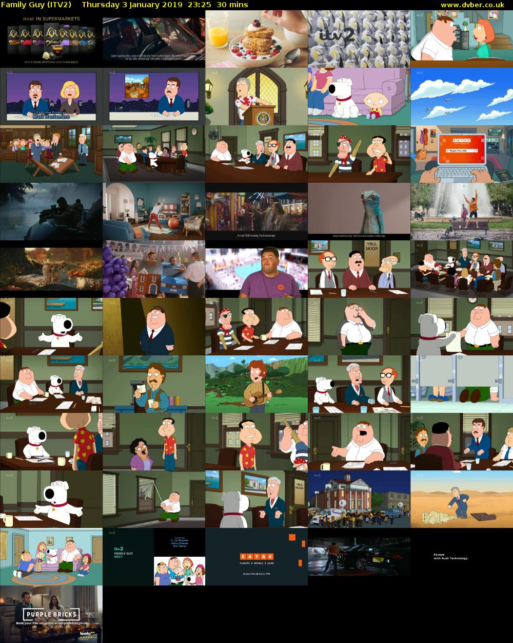 Family Guy (ITV2) Thursday 3 January 2019 23:25 - 23:55