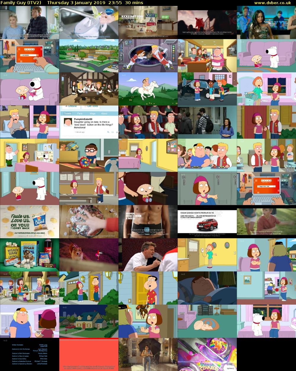Family Guy (ITV2) Thursday 3 January 2019 23:55 - 00:25