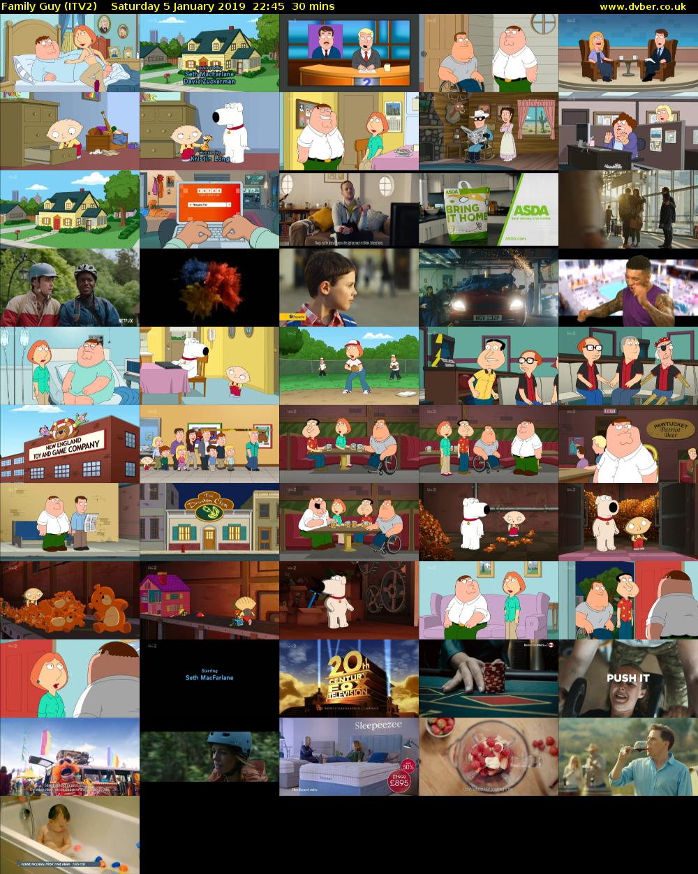Family Guy (ITV2) Saturday 5 January 2019 22:45 - 23:15