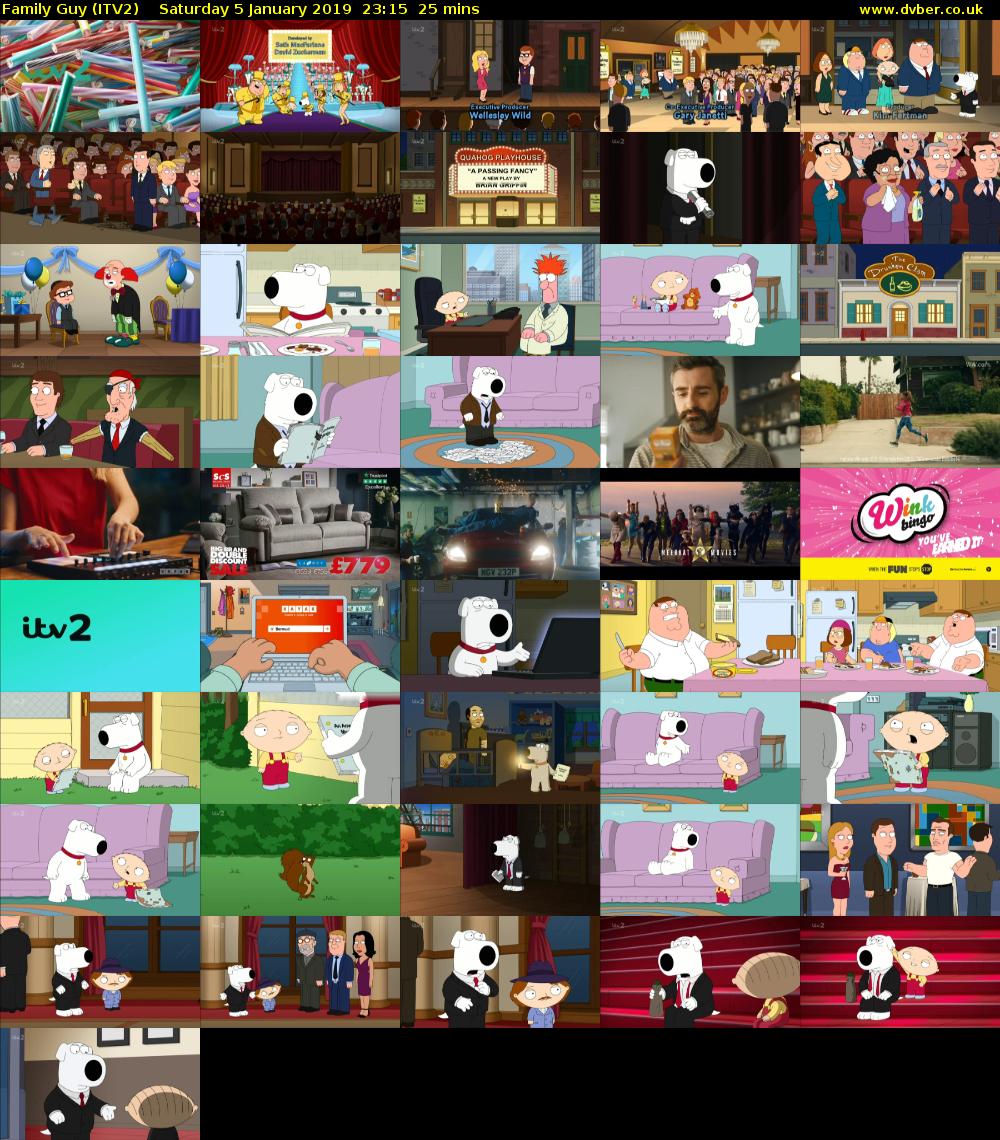 Family Guy (ITV2) Saturday 5 January 2019 23:15 - 23:40