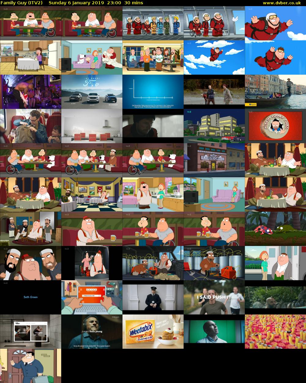 Family Guy (ITV2) Sunday 6 January 2019 23:00 - 23:30