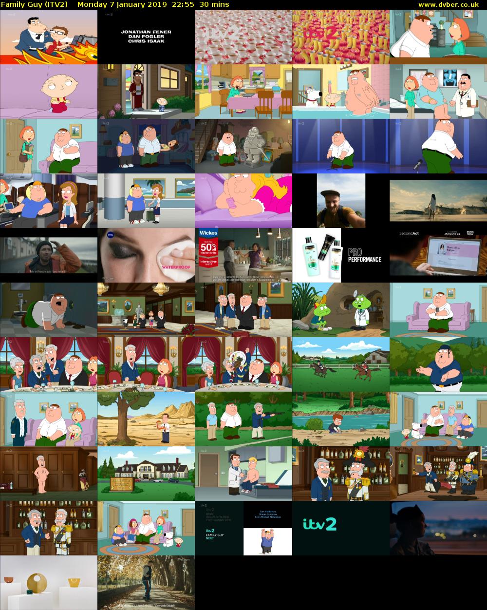 Family Guy (ITV2) Monday 7 January 2019 22:55 - 23:25