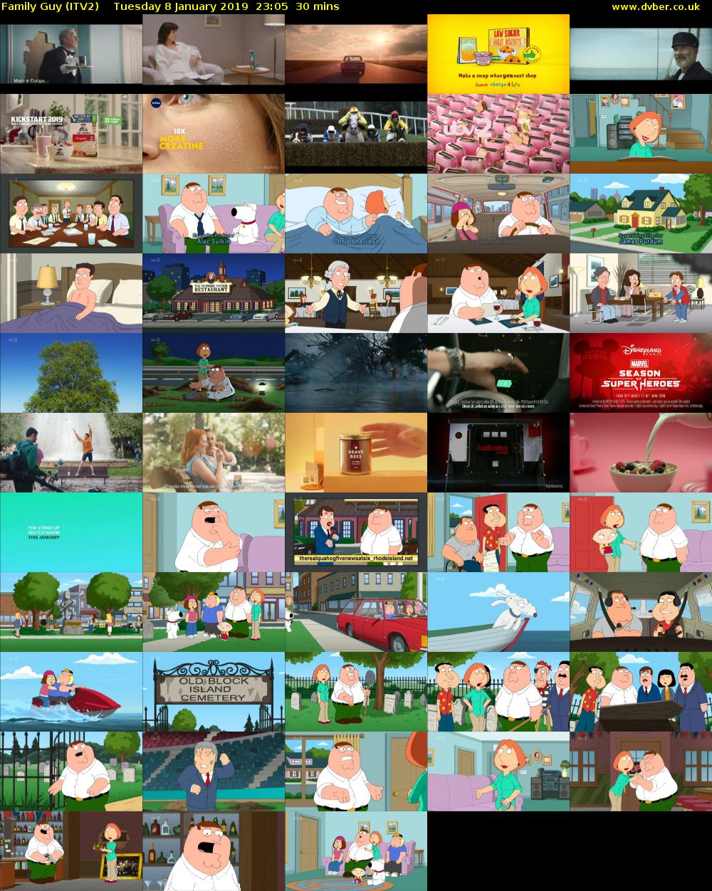 Family Guy (ITV2) Tuesday 8 January 2019 23:05 - 23:35