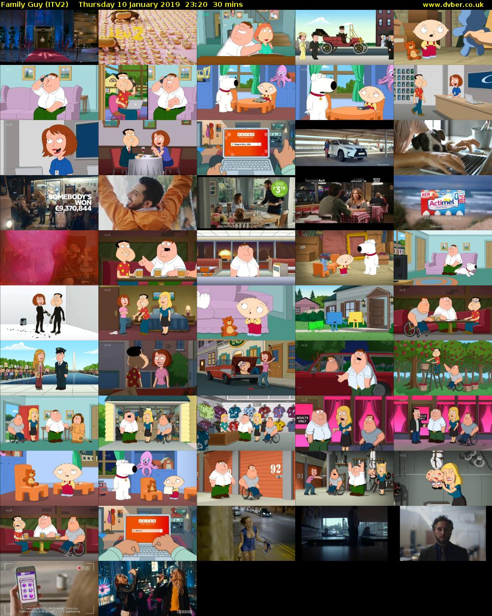 Family Guy (ITV2) Thursday 10 January 2019 23:20 - 23:50