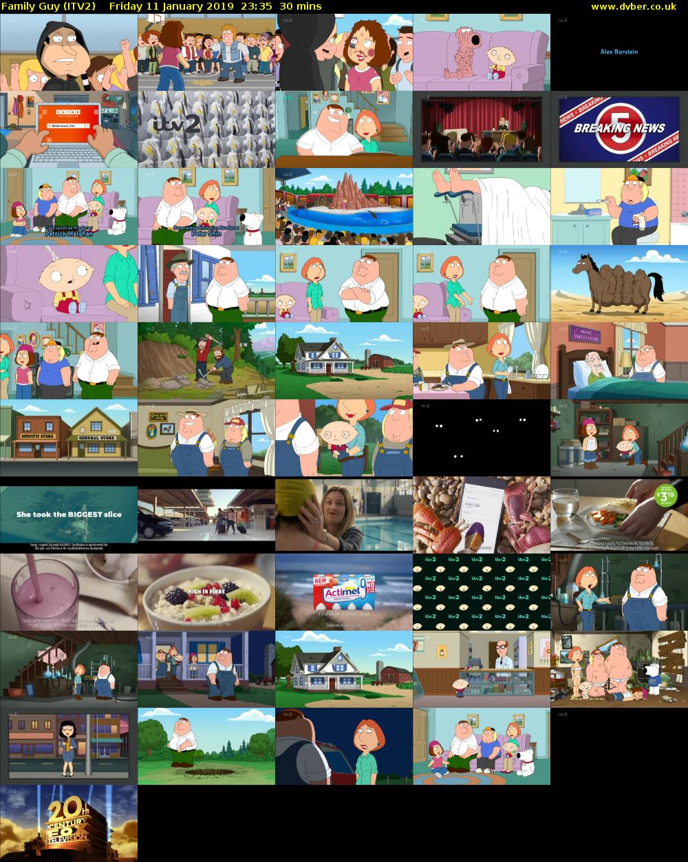 Family Guy (ITV2) Friday 11 January 2019 23:35 - 00:05