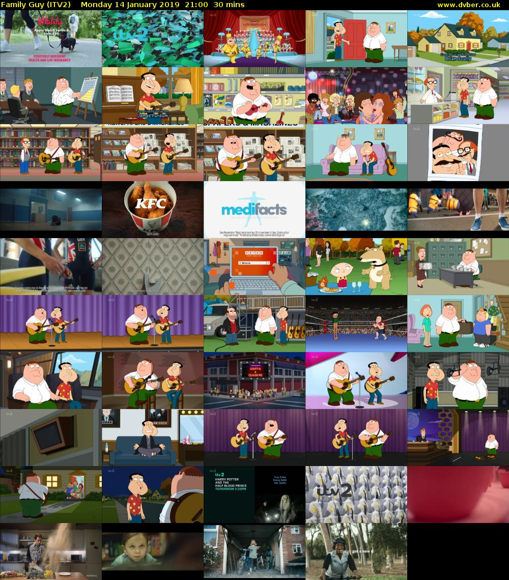 Family Guy (ITV2) Monday 14 January 2019 21:00 - 21:30