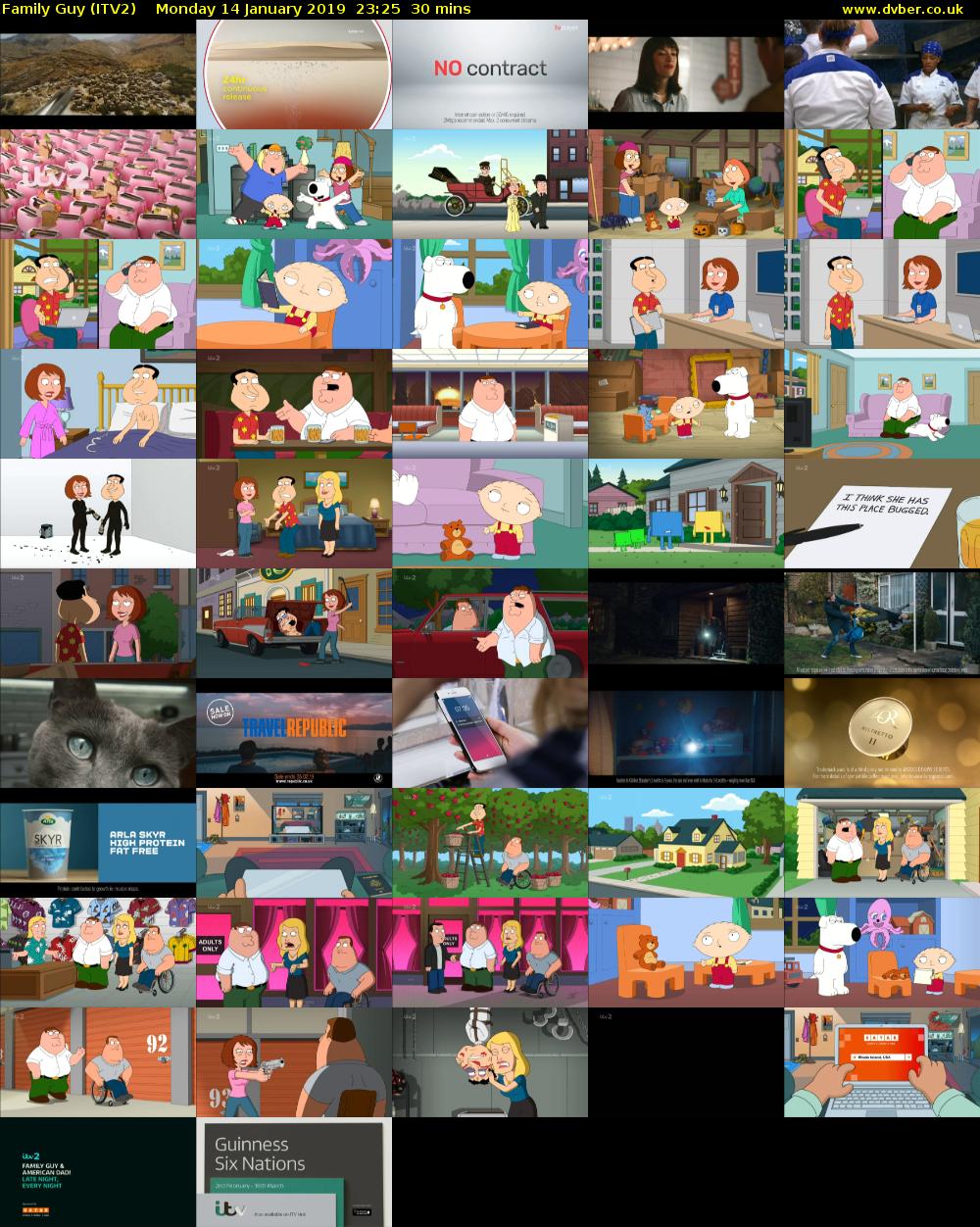 Family Guy (ITV2) Monday 14 January 2019 23:25 - 23:55