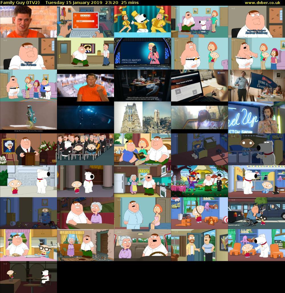 Family Guy (ITV2) Tuesday 15 January 2019 23:20 - 23:45