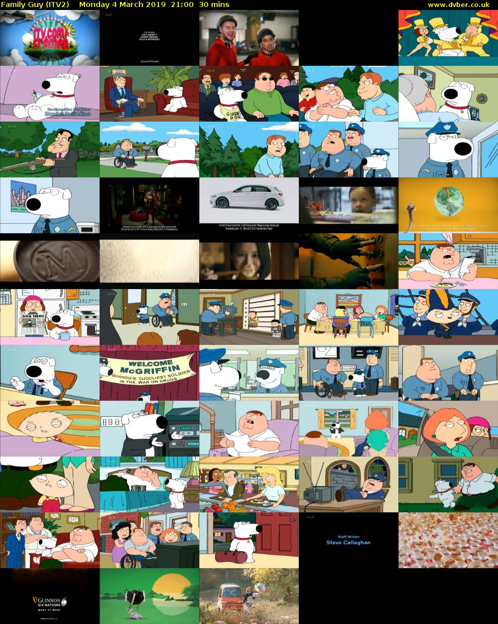 Family Guy (ITV2) Monday 4 March 2019 21:00 - 21:30