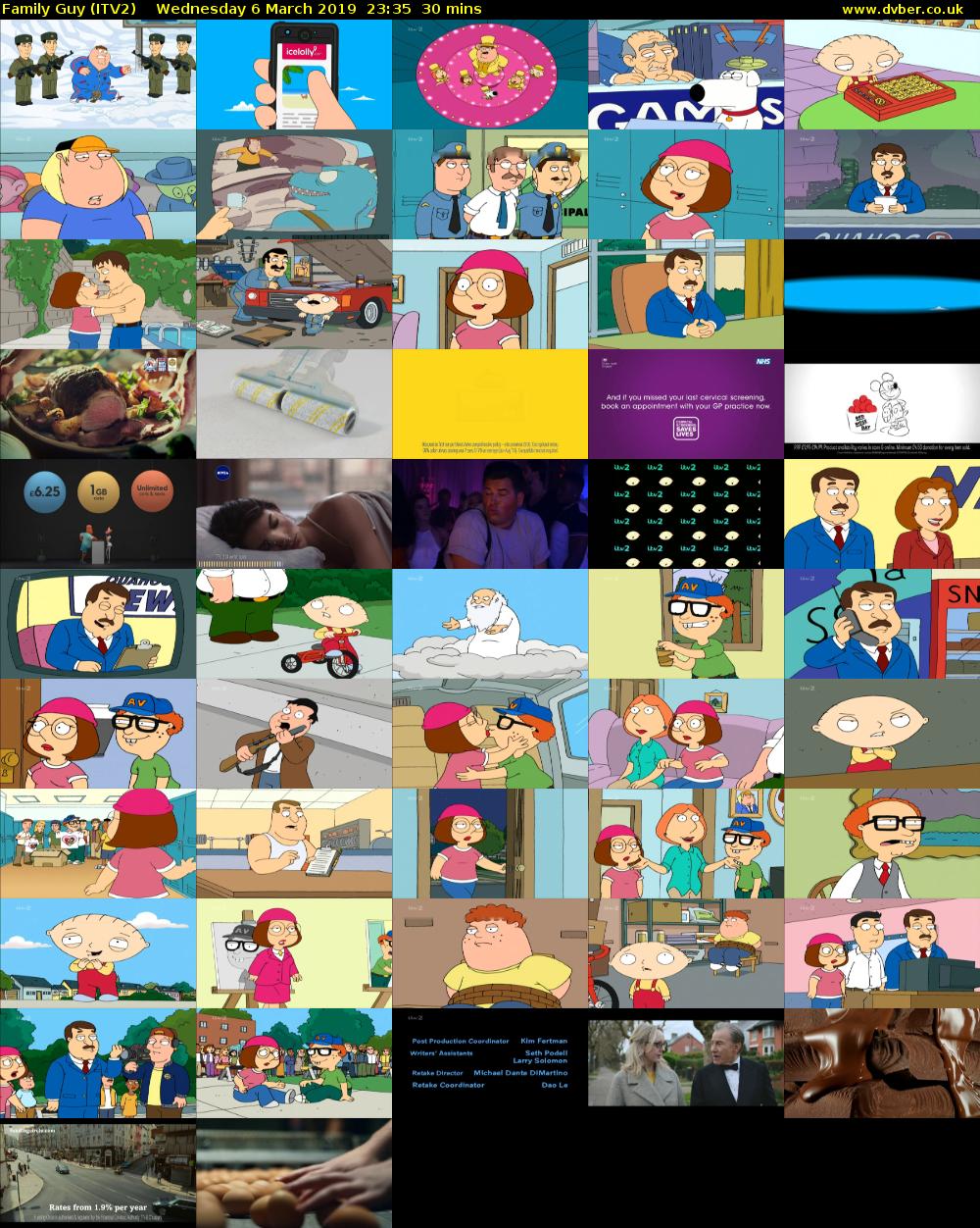Family Guy (ITV2) Wednesday 6 March 2019 23:35 - 00:05