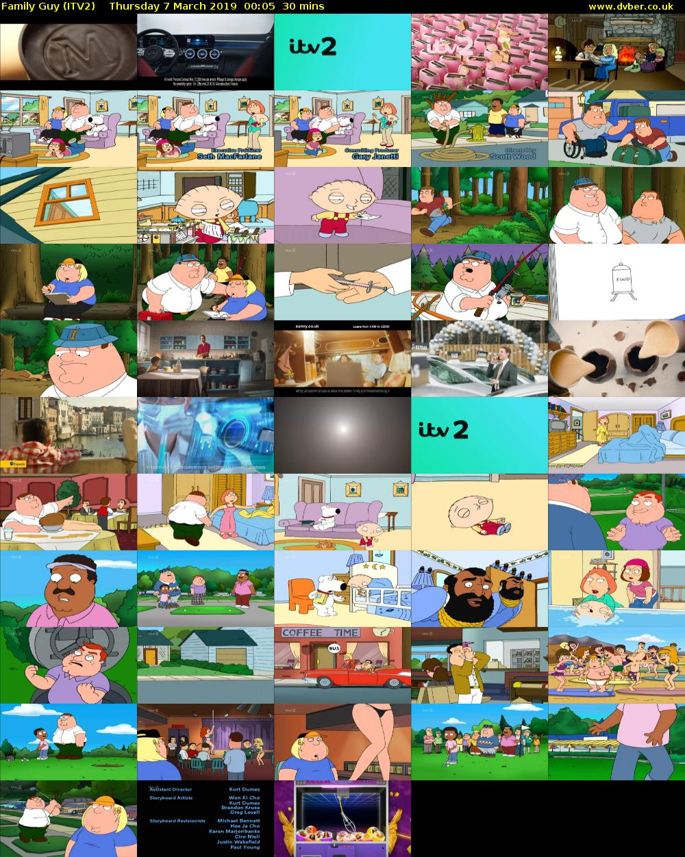 Family Guy (ITV2) Thursday 7 March 2019 00:05 - 00:35