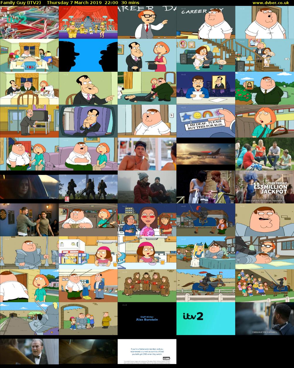 Family Guy (ITV2) Thursday 7 March 2019 22:00 - 22:30