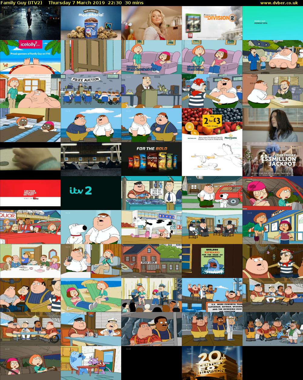 Family Guy (ITV2) Thursday 7 March 2019 22:30 - 23:00