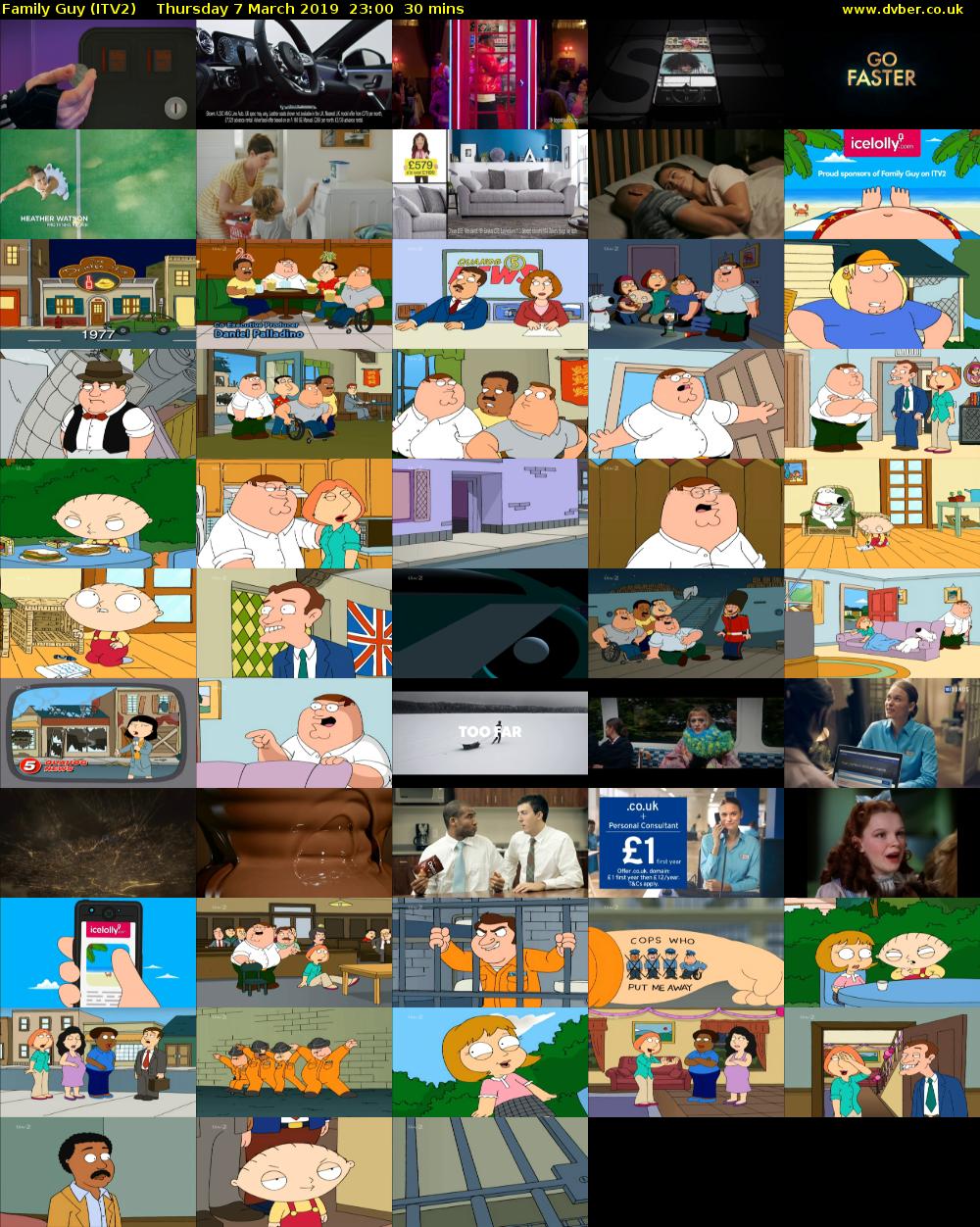 Family Guy (ITV2) Thursday 7 March 2019 23:00 - 23:30